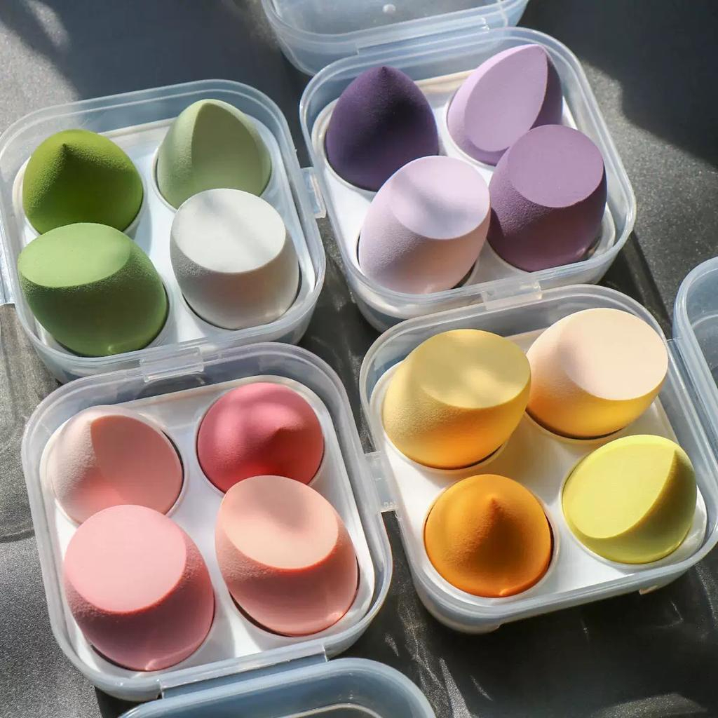 Wet & Dry Use Beauty Sponge / Makeup Puff / Makeup Egg Sponge / Beauty Blender  (4pcs / Box)